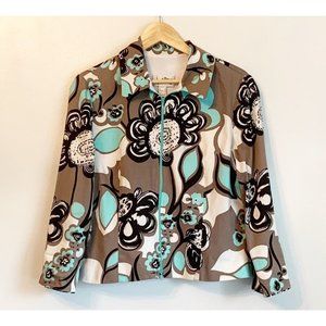 Joseph Ribkoff Damien Blazer Jacket SZ 14 US Floral Full Zip Casual Office